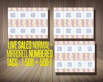 Facebook, Periscope Live Sales Numbers; numbered cards; mirror number tag; 500-1;reverse number tags; facebook live number; INSTANT DOWNLOAD