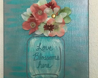 Love Blossoms Here 3D flower wall decor
