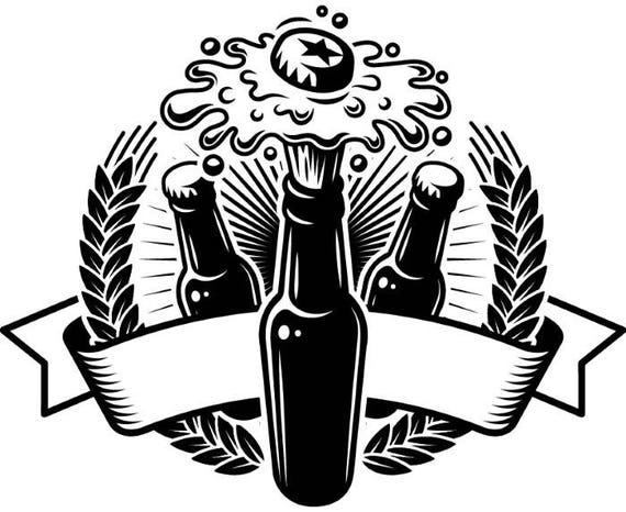 black and white beer bottle logo