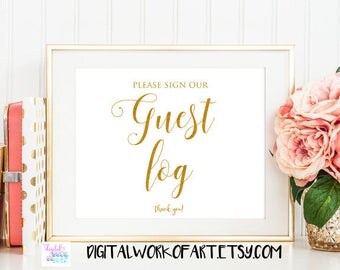 Guest Log Sign, Guestlog Sign, Typography Guestbook Sign, Calligraphy Guest Book Sign, Printable Sign, Wedding Sign, photo guest log, #SG