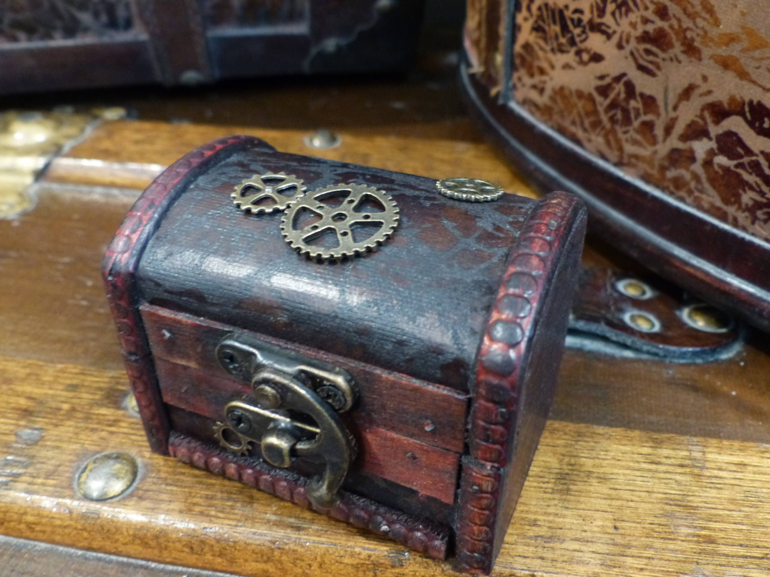 Small Decorative Steampunk Jewelry Chest Treasure Box with