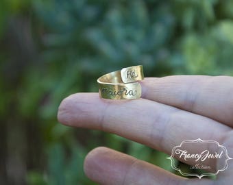 Engraving ring, ad maiora, freehand made engraved, custom ring, brass ring, nichel free, made in Italy, customized writing, handmade jewelry