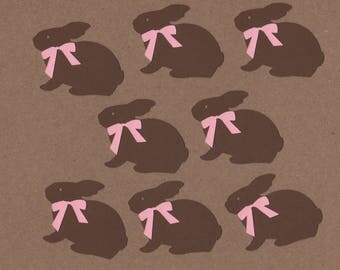 8 - 1.5" tall Chocolate Bunny Die Cut Embellishments Decorations Set 7033