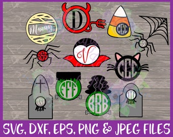 Halloween SVG, Monogram SVG, Fall SVG, Halloween Monogram Svg, Halloween Frame Svg, Spooky Svg, Dxf Eps Png Jpg Digital Download