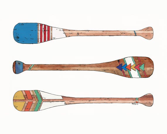 Canoe Paddles Watercolor Print Canoe Art Print