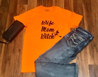 Mom wife witch halloween shirt, mom halloween shirt, wife halloween shirt, funny mom halloween shirt, witch halloween shirt.