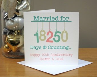 Personalised Hanging 50th Wedding Anniversary Card - Gold Anniversary Card - Fiftieth Anniversary Card - 50th Anniversary Card