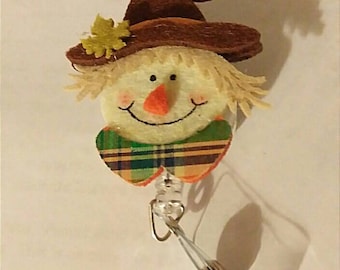 Scarecrow fall thanksgiving retractable badge reel ID name tag holder