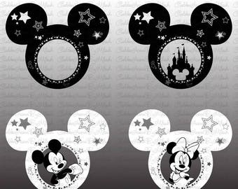 Mickey Mouse Monogram Svg Minnie Mouse Dxf Png Eps Files Vector Disney Castle Disneyland Silhouette mickey mouse head clipart cutting file