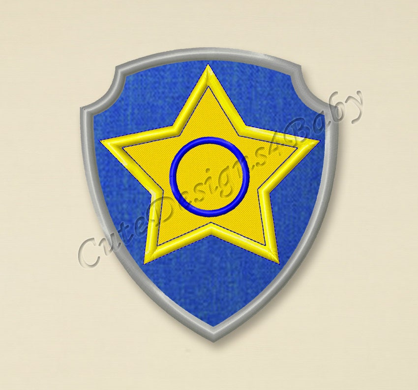 Paw Patrol Chase Badge applique embroidery design, Paw Patrol Machine