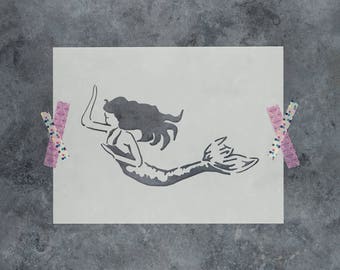 Mermaid Stencil - Reusable DIY Craft Stencils of a Mermaid - Hand Drawn Design!
