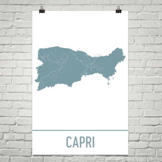 Capri Map Isle of Capri Art Capri Print Capri Island