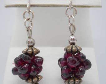 Vintage Jewelry Earrings Garnet and Sterling Silver .925