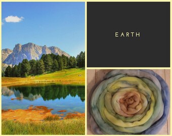 Earth, 4 oz, 100% Merino Combed Top, Hand dyed spinning fiber, felting fiber