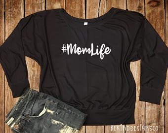 Mom Life Bella Canvas Long Sleeve Flowy Tee, Mom Tee, New Mom Gift, Momlife shirt, Blessed Mama,Mom Life, Statement Tee