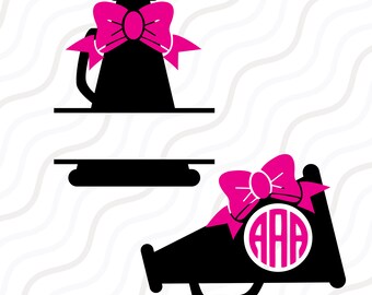 Cheer Megaphone SVG, Cheer svg, Cheer Monogram SVG Cut table Design,svg,dxf,png Use With Silhouette Studio & Cricut_Instant Download