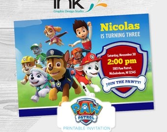 Paw Patrol - Birthday Invitation - Instant Download - Edit Yourself - Editable - Paw Patrol Party - Paw Patrol Birthday