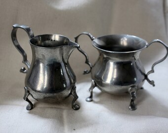 Stieff Pewter Williamsburg Creamer and Sugar set