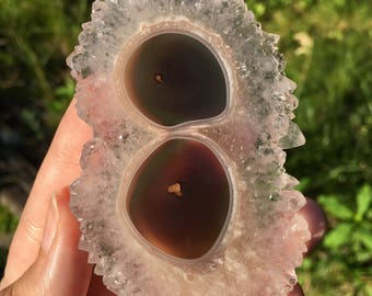 Clear Quartz and Agate Stalactite Slice