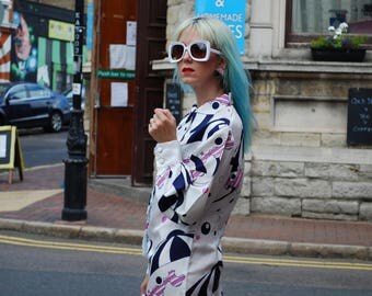 Vintage 1960s Mod novelty print minidress