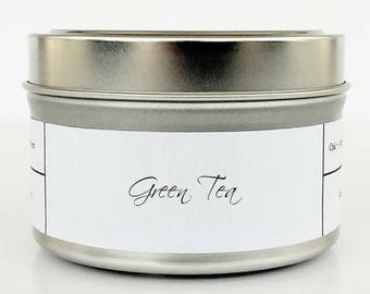 GREEN TEA | Soy Candle | Scented Candle | Candle Tin | Candles | Spa Candle | Clean and Fresh | Herbal and Earthy | Natural Soy