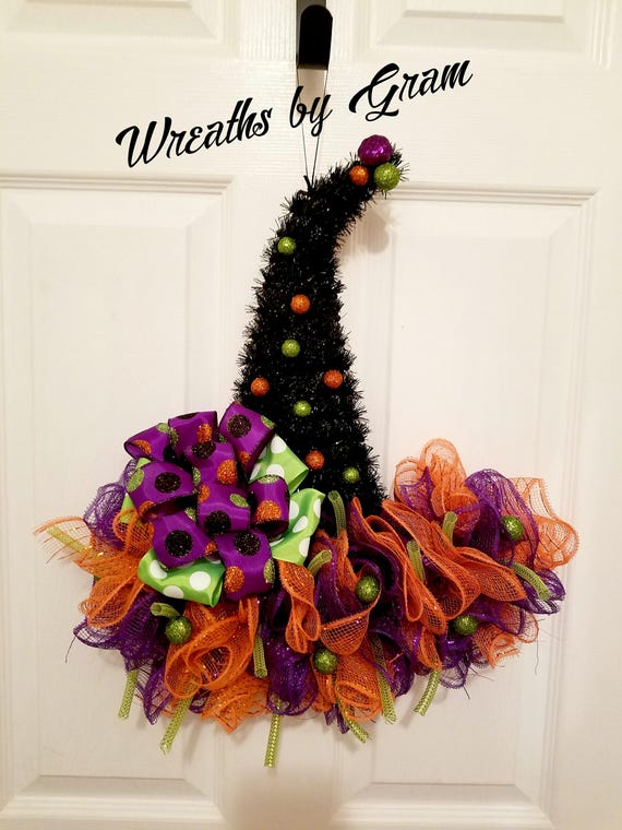 Witch Hat Wreath Witches Hat Door Hanger Halloween Decor