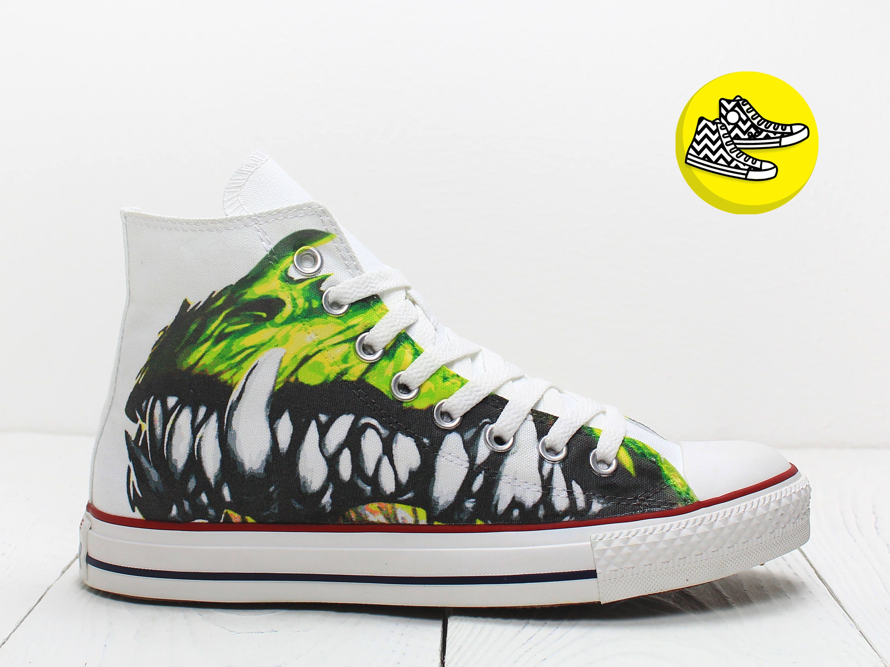 Crocodile ate my leg custom converse all star sneakers Gator