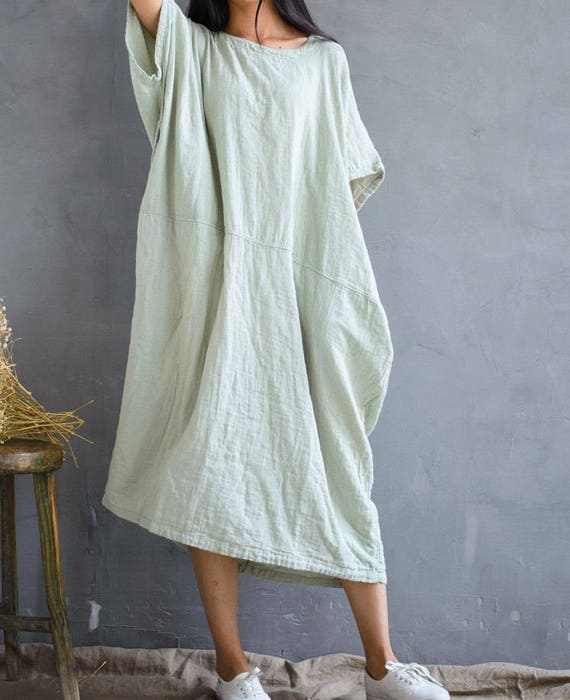 Long loose cotton linen dress/ Oversize plus size big casual