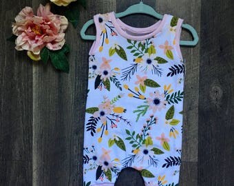 Sleeveless Apple Blossom Romper 3-6m