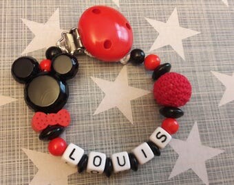 personalized pacifier theme red and black Mickey