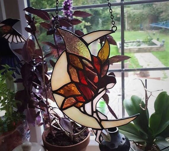 Fairy window hanging stained glass ornament light suncatcher
