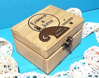 Wedding Ring Box-Wedding Ring Pillow-Ring Bearer Pillow-Wooden Wedding Ring Box-Nightmare Before Christmas Wedding-Jack and Sally Ring Box