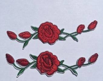 FREE SHIPPING ~ 2 Pieces Red Rose Iron On Patch Craft DIY