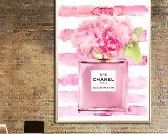 Chanel art print Chanel Nr.5 perfume Peony art print Chanel poster Fashion art print Chanel painting Pink Peony poster Peony painting
