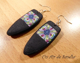 Earrings "Flora", polymer clay.