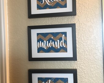 Set of 3 4x6 matted frames with burlap