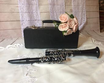 Vintage black Clarinet, Old Musical Instrument, horn wind instrument, music gift, Gift for jazz lovers, Tender nostalgic music.