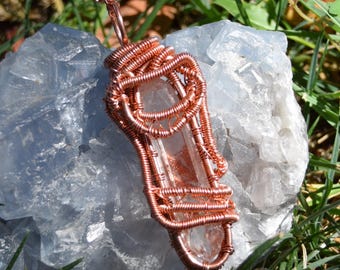 Tangerine Quartz Point ~ Crystal Pendant ~ Wire Weave Jewelry ~ Wire Wrap ~ Feel Good Necklace ~ Wire Wrapped Crystal ~ Sacral Chakra