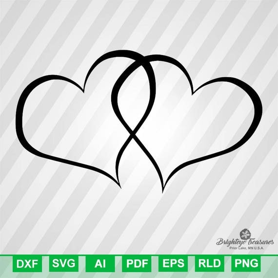 Double Hearts Dxf Svg Ai Pdf Eps Rld RdWorks Png Jpg and Wmf