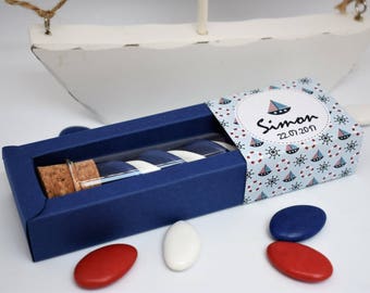 10 boxes dragées "sailor boy" Louisa christening gift - containing original and personalized for baptism and birthday favors