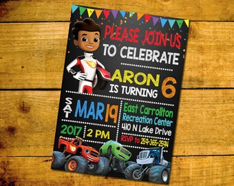 Blaze And The Monster Machines Invitation, You Print Invitation, Blaze And The Monster Machines Birthday, Blaze Invite 5x7 Or 4x6
