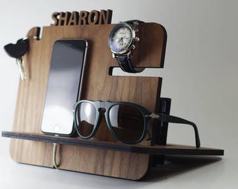 iPhone Docking Station,Gift for Men,Anniversary Gift for Husband,Gift for Dad, Wooden Docking Station,Boyfriend Gift,Gift,Gift for Him