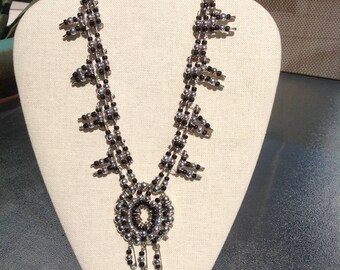 Vintage Safety Pin and Bead Necklace