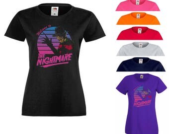 Freddy Krueger T Shirt Welcome To The Nightmare Horror 80s Tribute Classic Movie Halloween Costume Women Ladies Tee Top Gift S-2XL