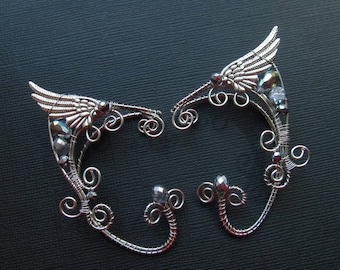 Wings Ear cuffs Elf Ear Cuff Silver Ear Cuff Elven ears Elf earrings Cuff Non Piercing Wire Jewelry Wire wrapped ear cuff Jewelry