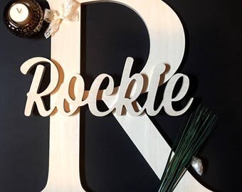 Wood Name Sign Nursery, Large Wood Name Sign, Nursery Name, Wood Sign, Custom Made Kids Sign, Kids Name Sign, Home Decor, Large Wood Letter