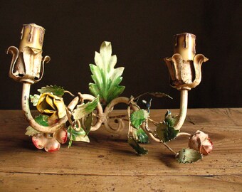 French Tole Ware Wall Sconce, 1930s
