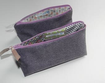 Trousse en lin enduit doublée