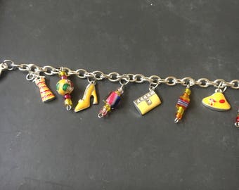Silver and yellow charm bracelet
