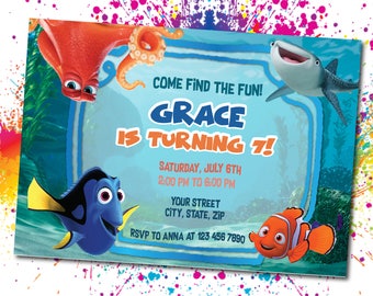 Finding Dory Invitation, Dory invitation, Dory Birthday, Dory Party, Dory PDF, Dory, Dory Disney, finding Dory, Dory Celebration, IB 008